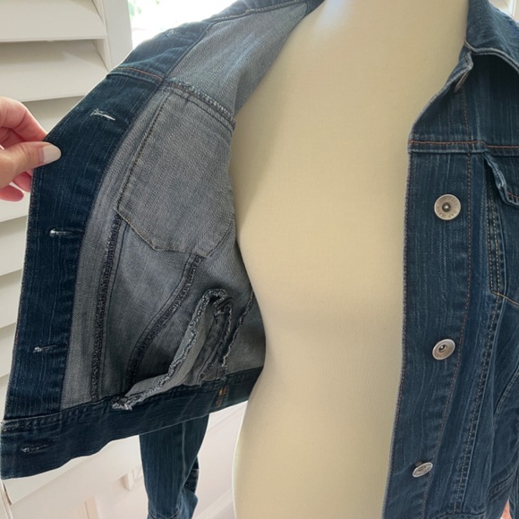 Gap Classic Women's Blue Jean Jacket - Gap Stretch Small Medium-Dark Blue - Picture 7 of 16